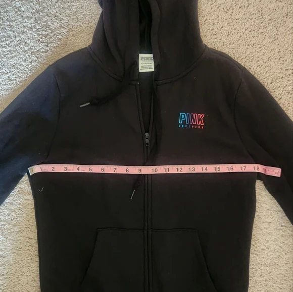 Victoria's Secret Pink Black Hoodie Jacket Size Small - Picture 3 of 6